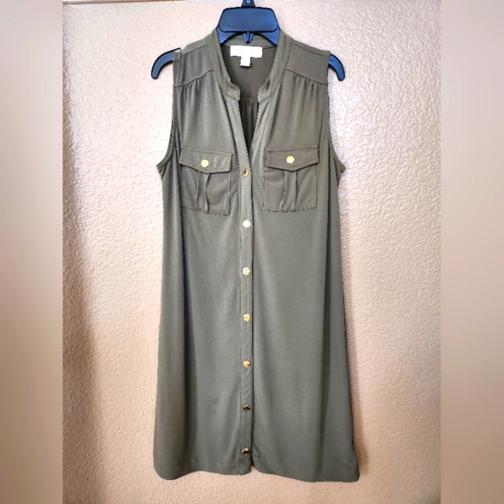 Michael Kors Olive Green Sleeveless Dress Size XS